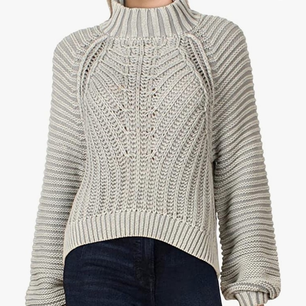 Free people beige mock neck sweater
